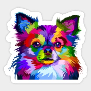 Rainbow Longhaired Chihuahua Low Poly Art Sticker